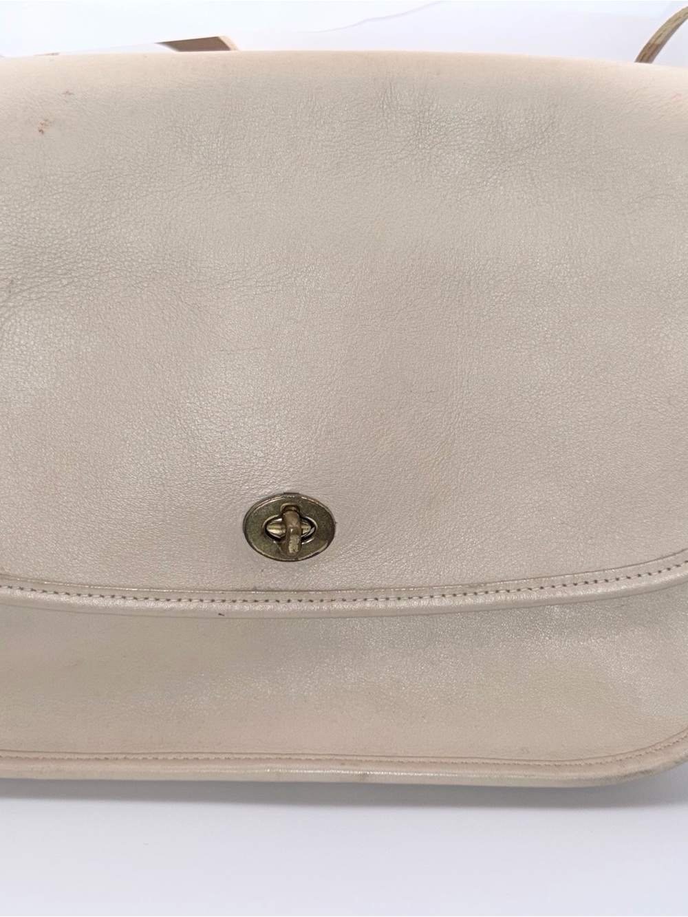 Vintage Coach Bone leather City Bag with Leather Crossbody Shoulder strap